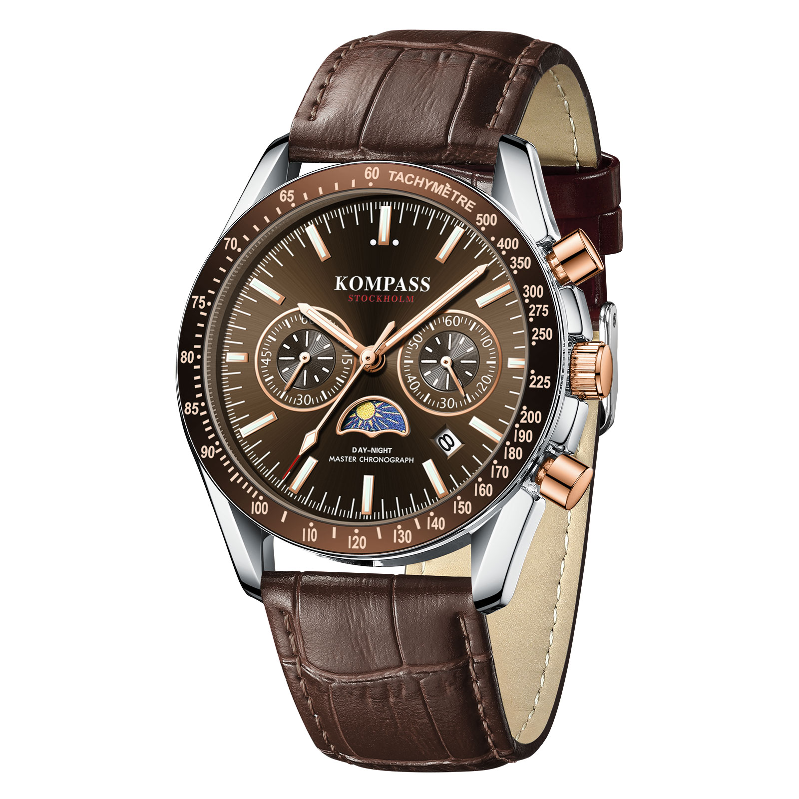 Kompass Day-Night Master Chronograph Silver Brown - 3