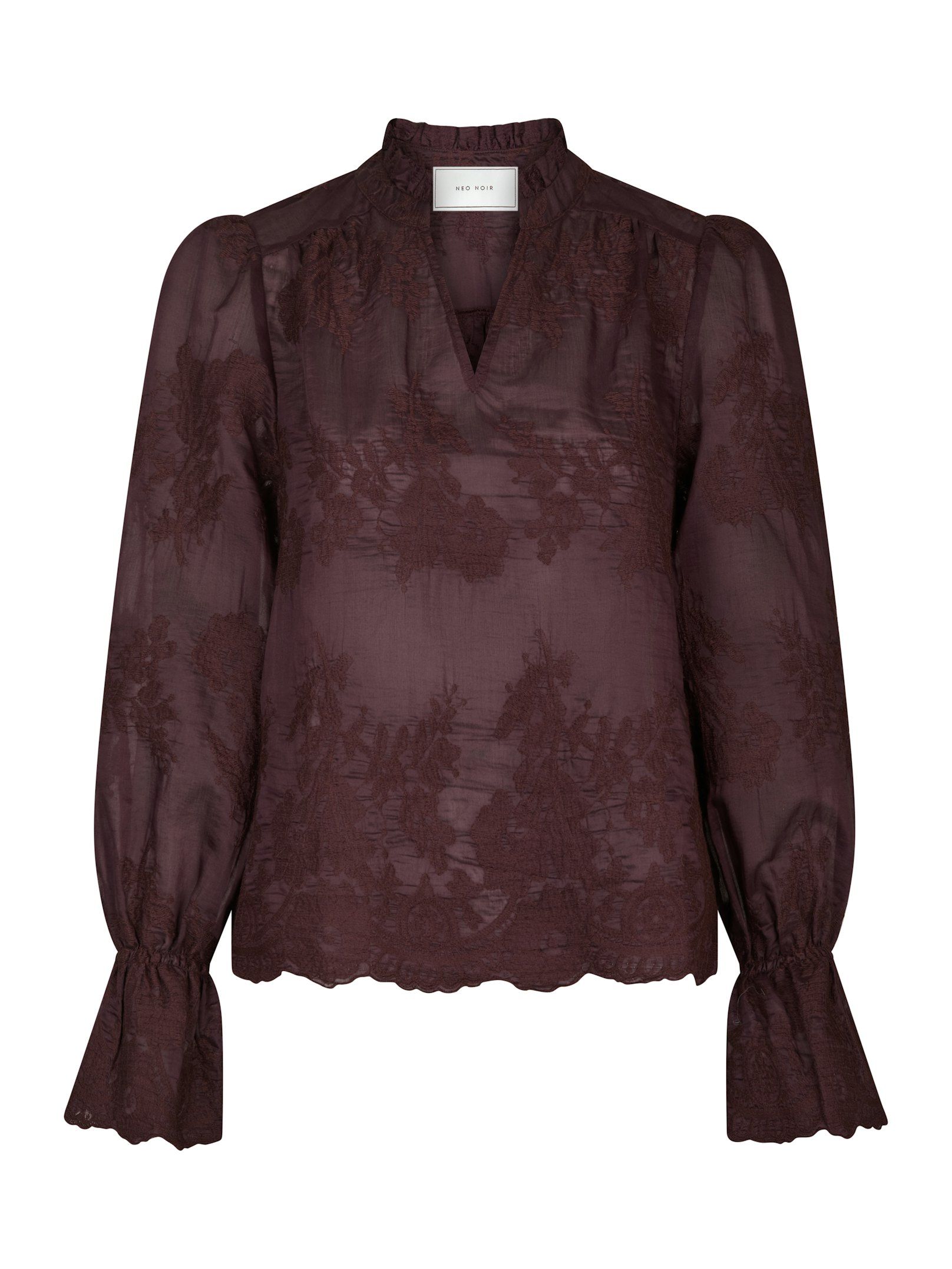 Neo Noir  - Amara Big Embroidery Blouse Burgundy - 7