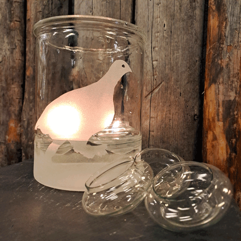 Candle lantern / Vase Grouse Handmade pattern Glass, Jokkmokk design ELD