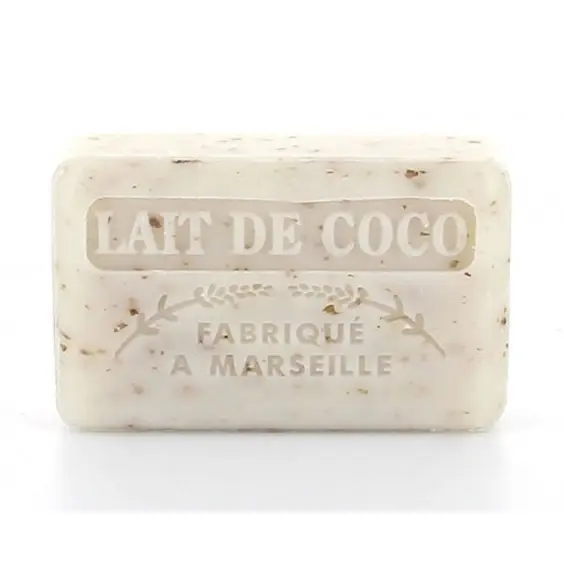 Väldoftande ekologisk tvål - Savon De Marseille - Kokosmjölksskrubb 125g