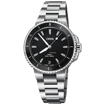 01 733 7792 4194-07 8 19 05P Oris Aquis Date 36,5 svart och diamant index