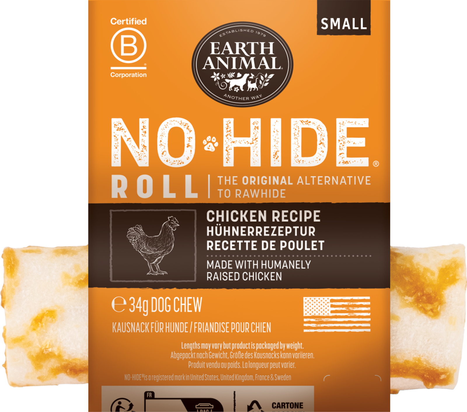 Earth Animal No-Hide Tuggben - Kyckling (S)