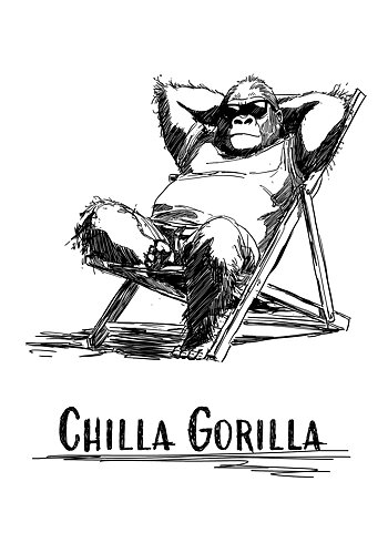 Chilla Gorilla Black & White - Poster