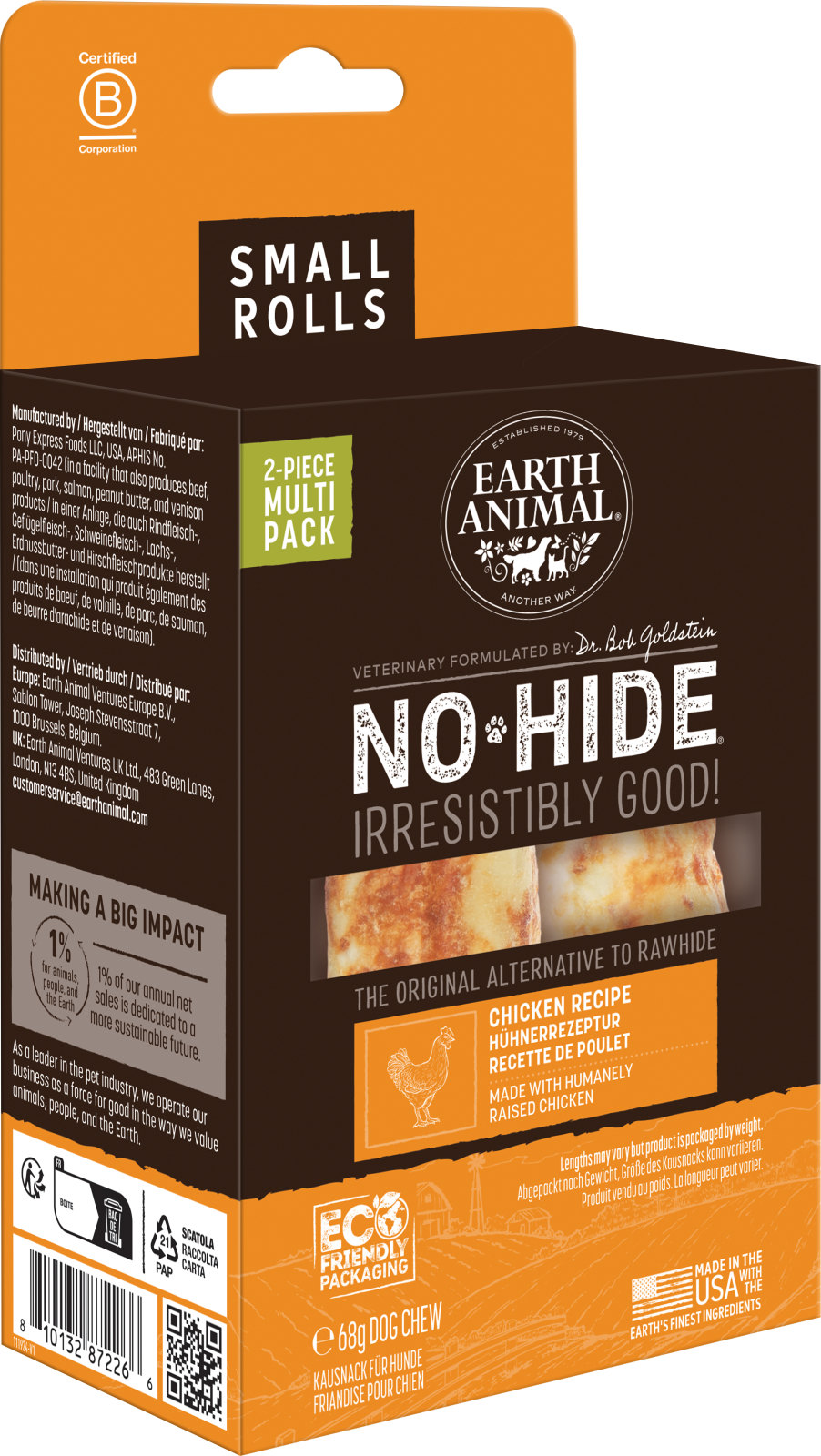 Earth Animal No-Hide Tuggben 2-Pack - Kyckling (M)