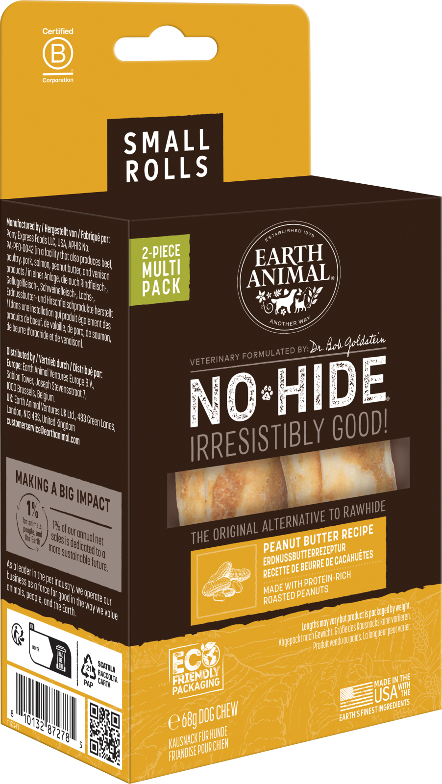 Earth Animal No-Hide Tuggben 2-Pack - Jordnötssmör