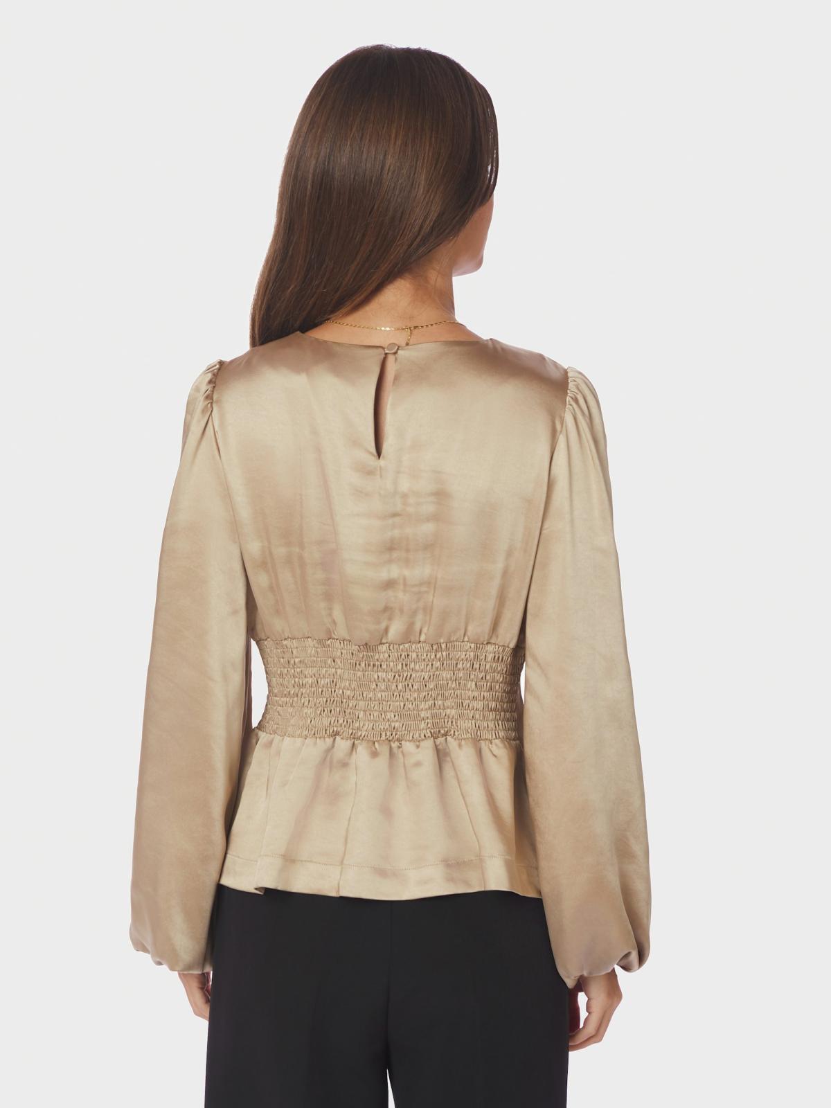 Neo Noir Vanya Crushed Sateen Blouse, Gold - 4