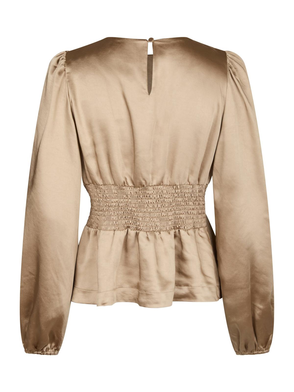 Neo Noir Vanya Crushed Sateen Blouse, Gold - 2
