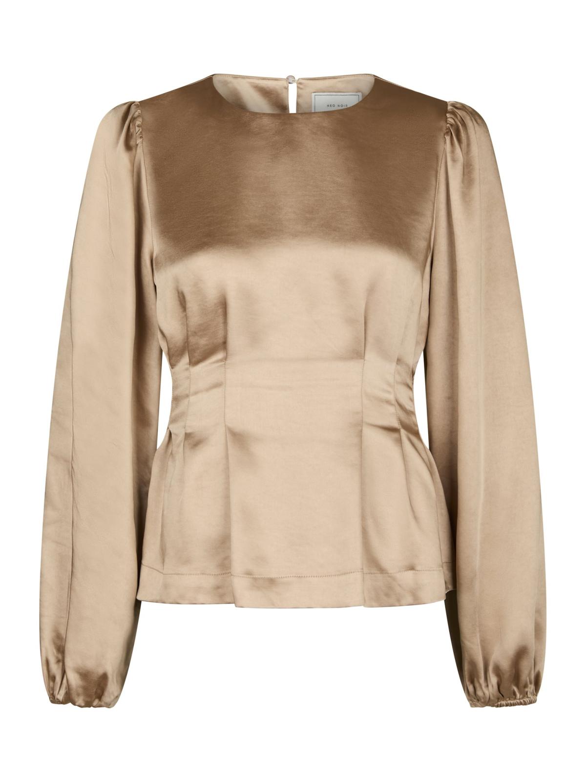 Neo Noir Vanya Crushed Sateen Blouse, Gold