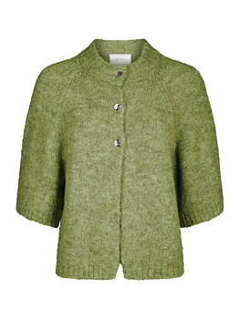 Neo Noir Benuta Fluffy Knit Cardigan, Dusty Green