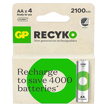 GP Recyko AA-batteri 2100 mAh, 4-pakning