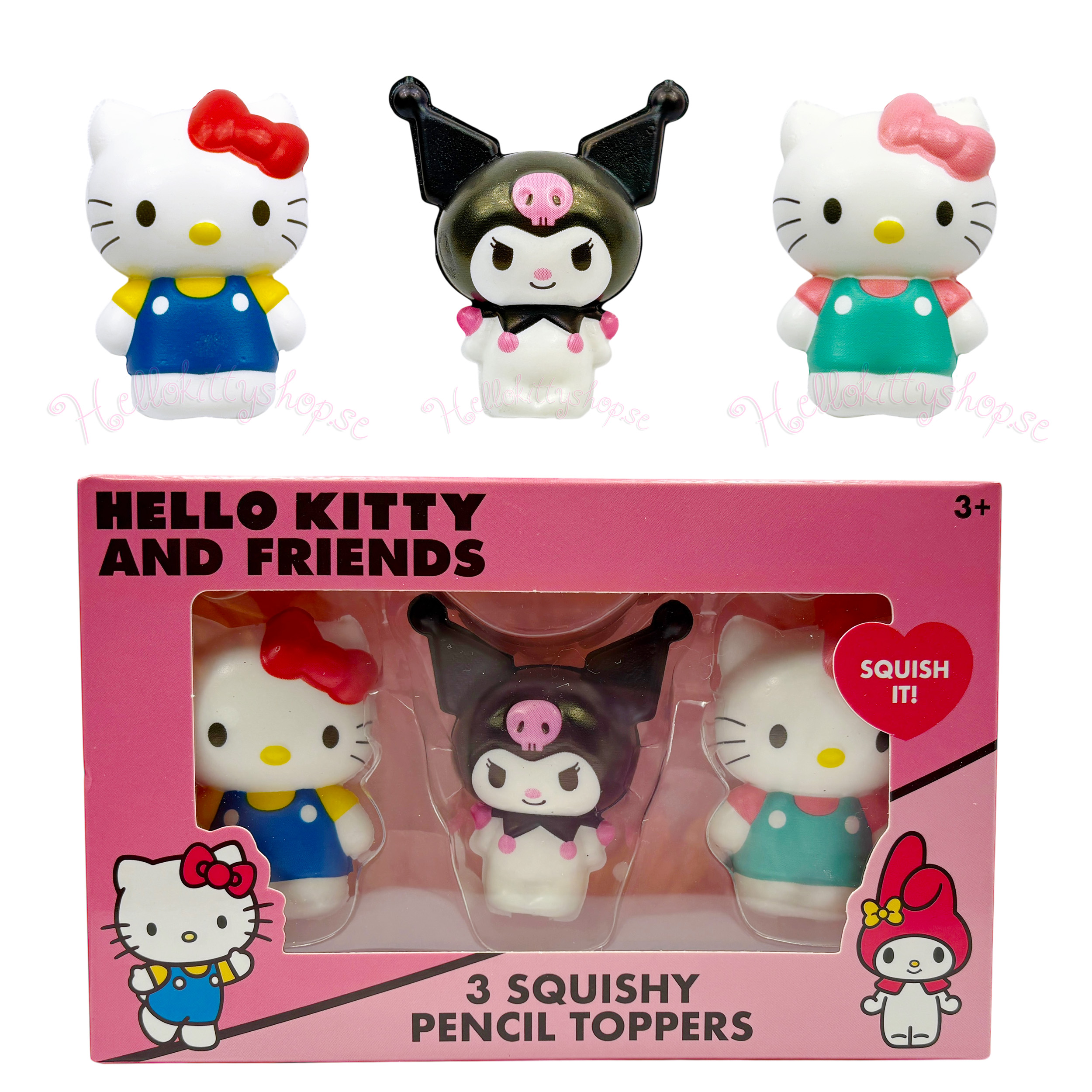 Hello Kitty And Friends 3D Squishy Figurer 3-Pack med Hello Kitty & Kuromi