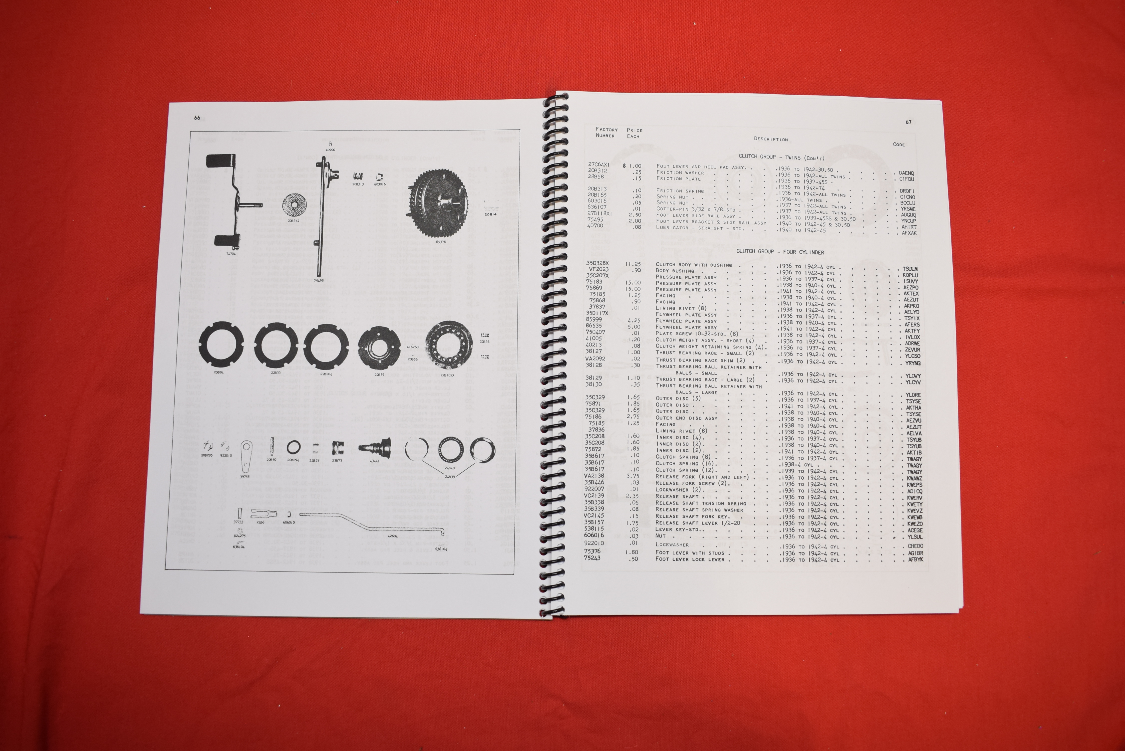 Spare parts list Indian 1936-42 - 2