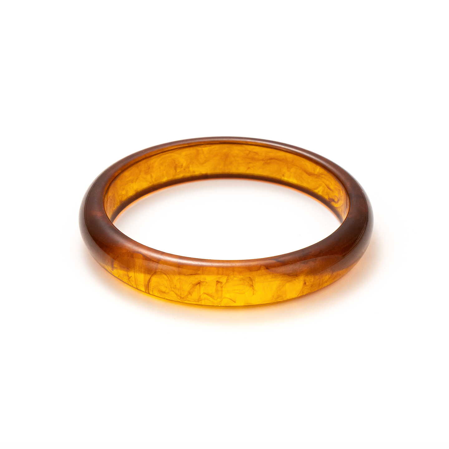 Bangle bracelet Small Round Golden brown
