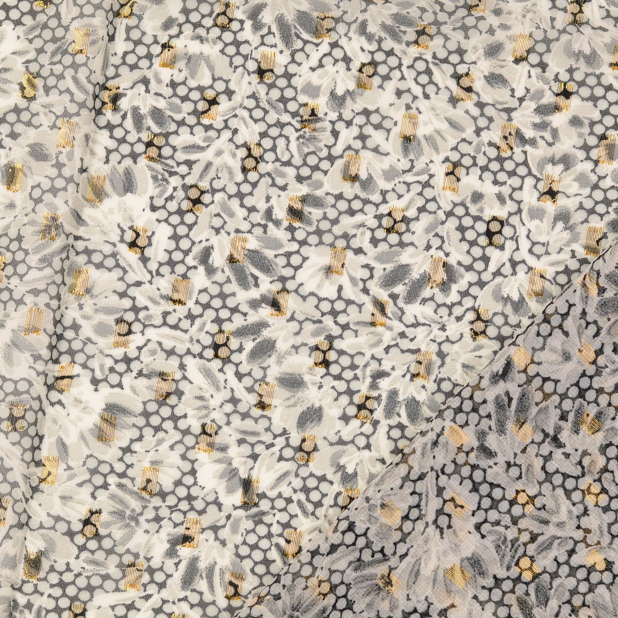 Blommig Chiffong Grå med Lurex - 3