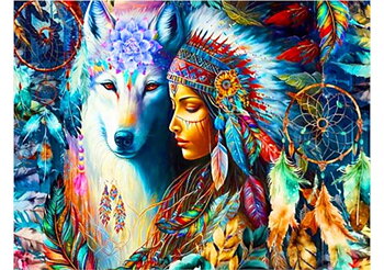 Indian Girl With Wolf, Noessa Diamond Painting