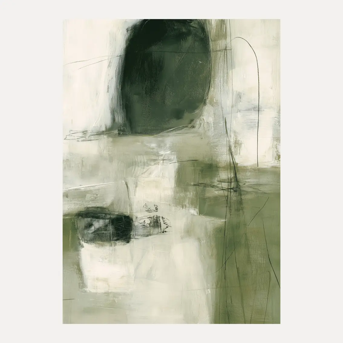 Gi rommet et løft med plakaten “Verdant Balance,” et jordnært abstrakt motiv som tilfører ro og stil. Ideell for moderne og naturpregede hjem.