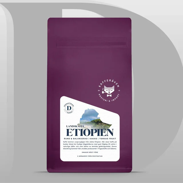 Kafferäven - Landskaffe - Etiopien - Lätt mörkrostade kaffebönor - 500g