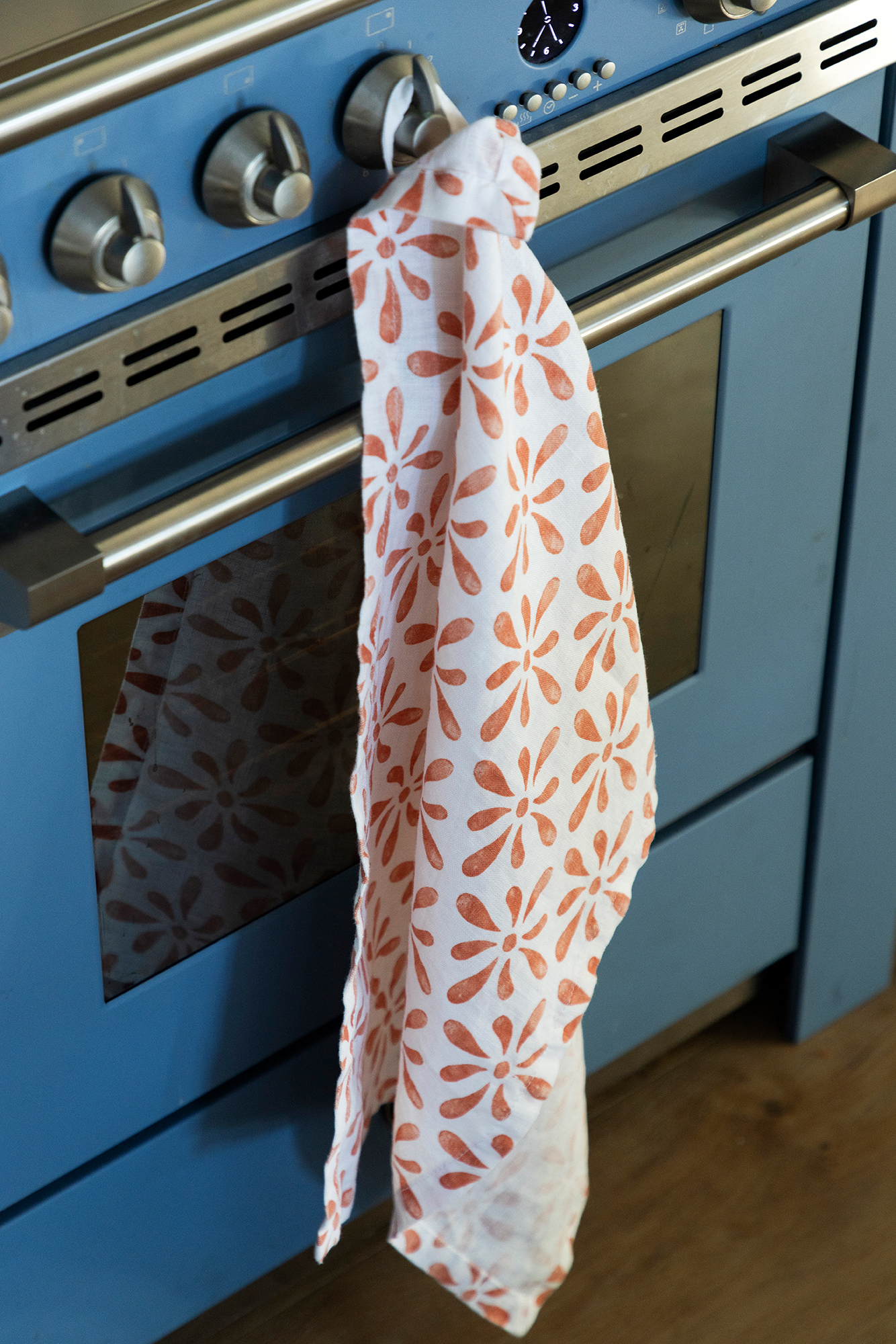 Linen Towel Watercolour White/Orange - 4