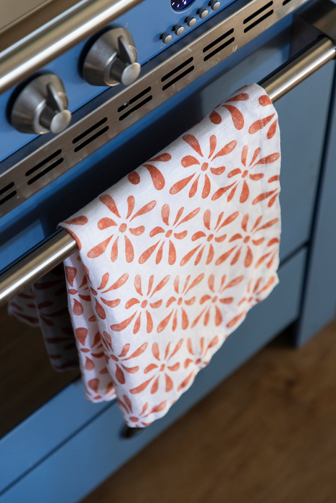 Linen Towel Watercolour White/Orange - 6