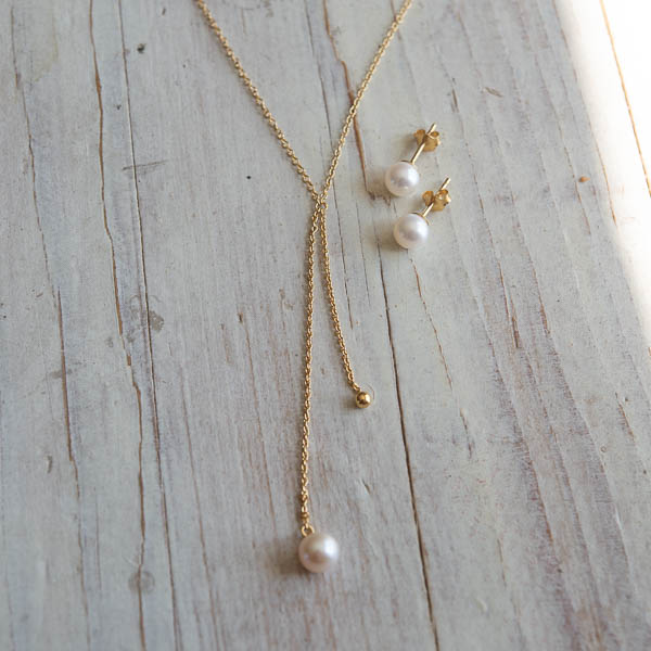 Kum Kum - Pearl Ball Earrings Gold - 3