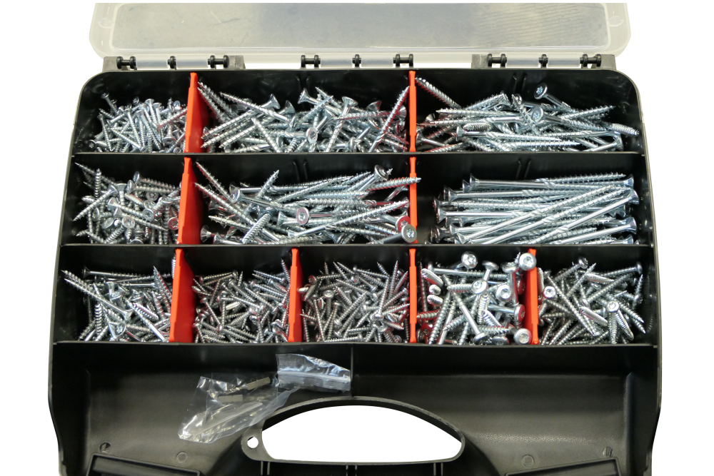 Wood screw set ProPoint 763 pieces bright zinc plated