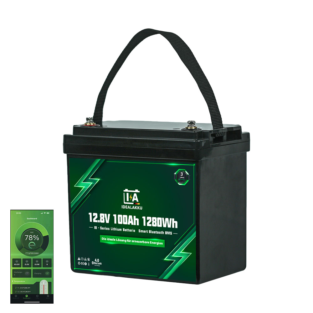 LiFePO4 Batteri 12 Volt 100 Ah , BMS , Bluetooth App , Bodelsbatteri  -Idealakku- Extra litet och lätt 9,15 kg -