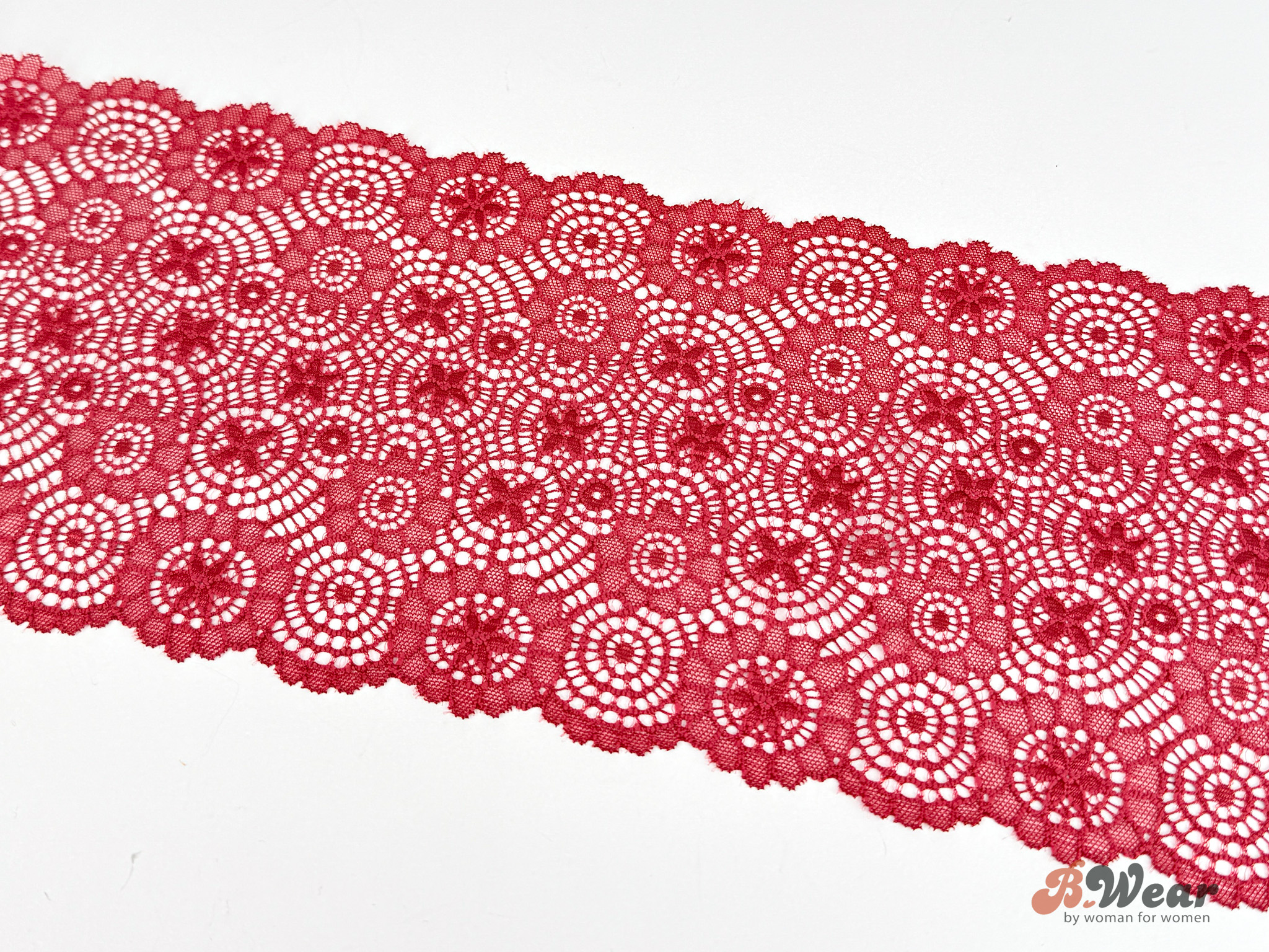 Soft dark red stretch lace - 16 cm - 2
