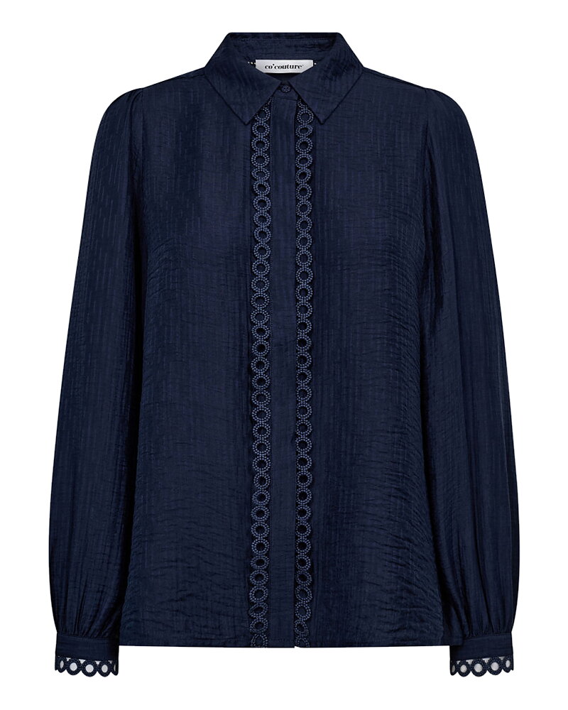 Blus Tassy Lace med krage marinblå