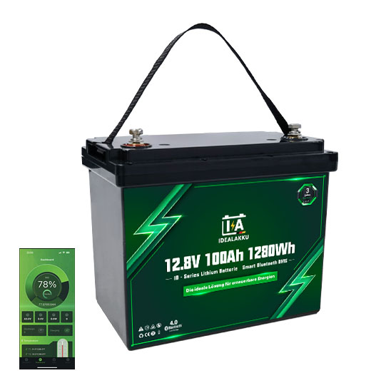 LiFePO4 Batteri 12 Volt 100 Ah , BMS , Bluetooth App , Bodelsbatteri -Idealakku-