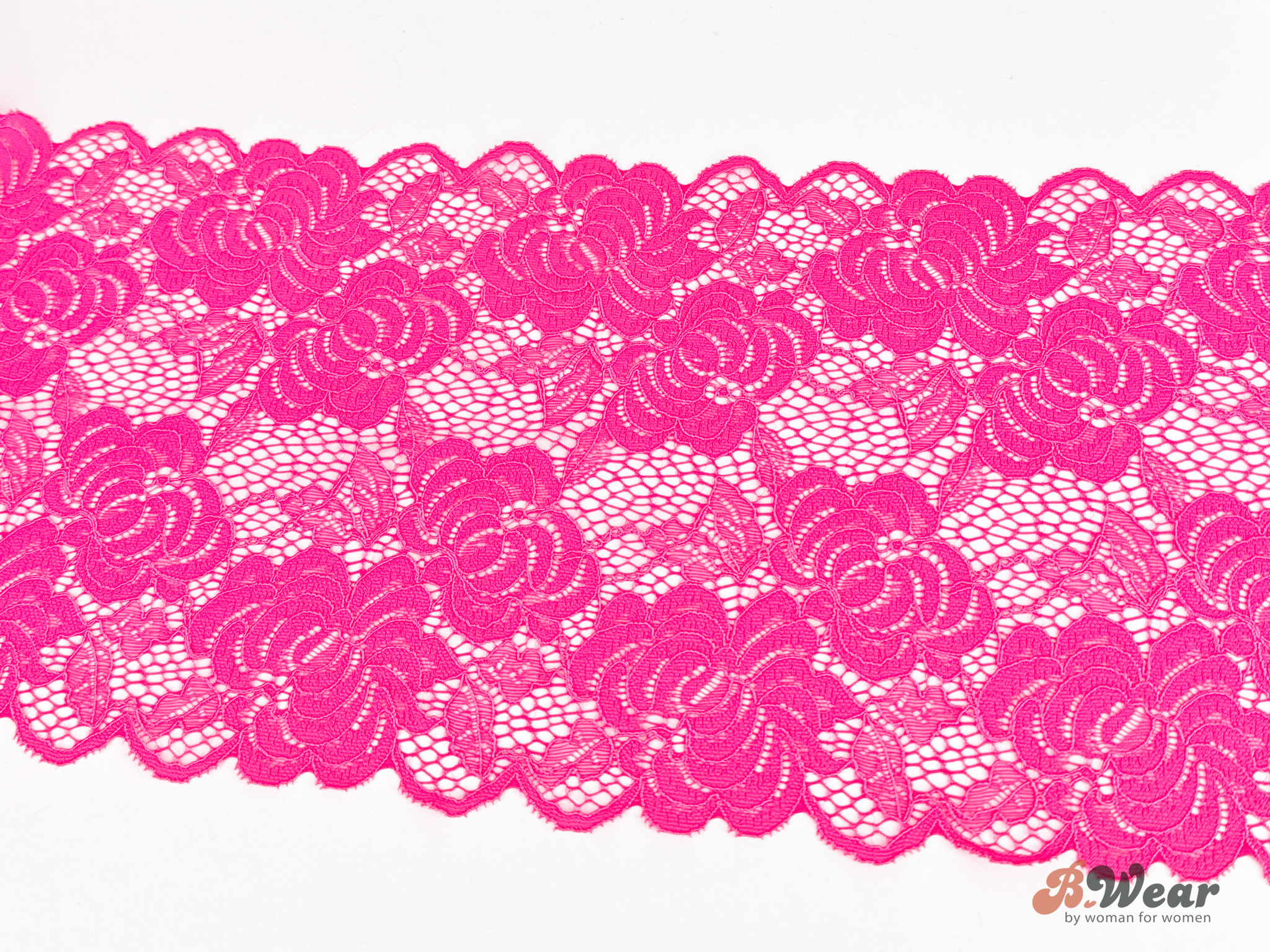 Cerise stretch lace with flowers - 19,5 cm - 2