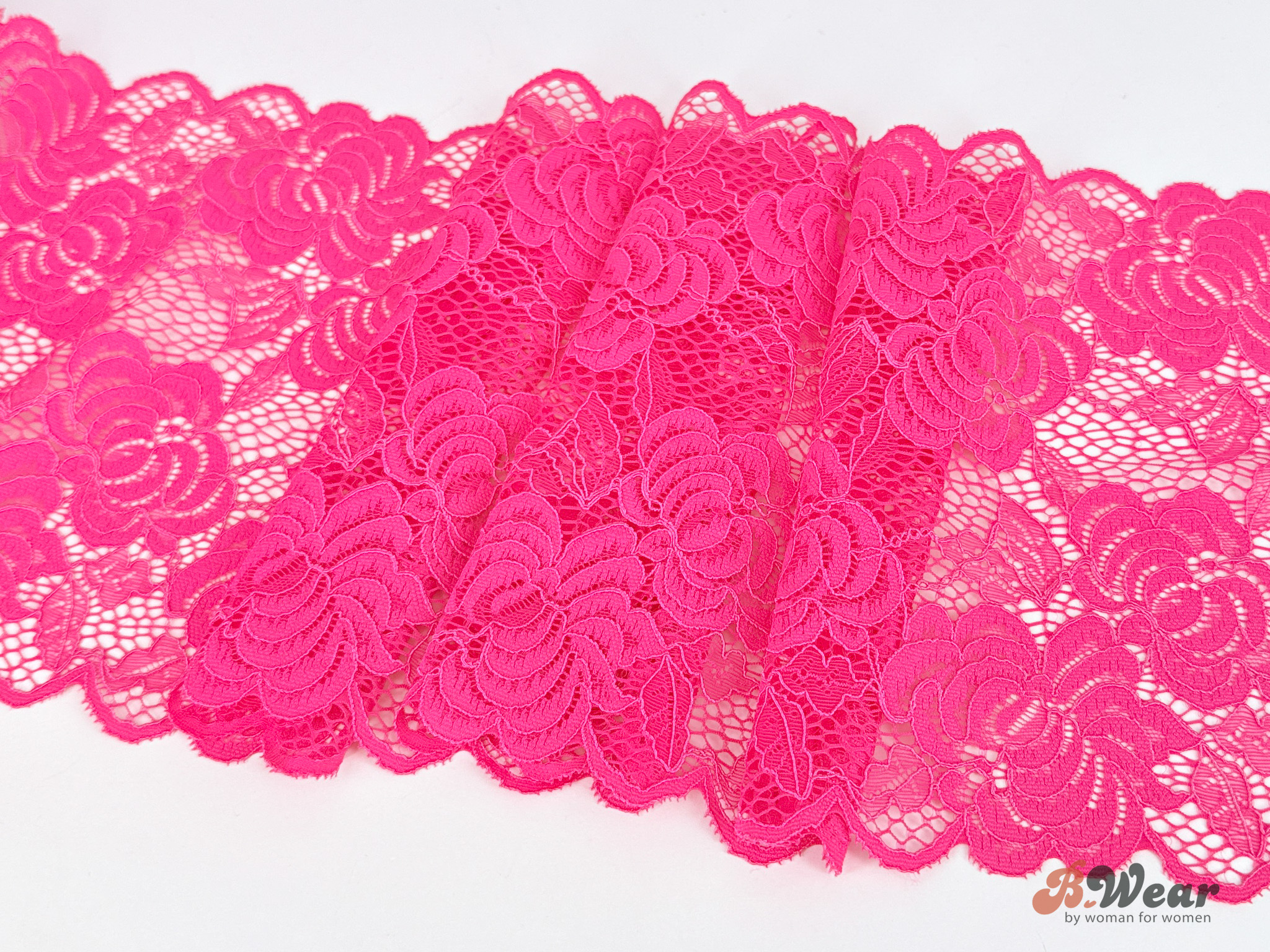 Cerise stretch lace with flowers - 19,5 cm