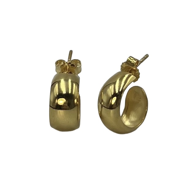 Örringar blanka 15 mm förgyllt silver 