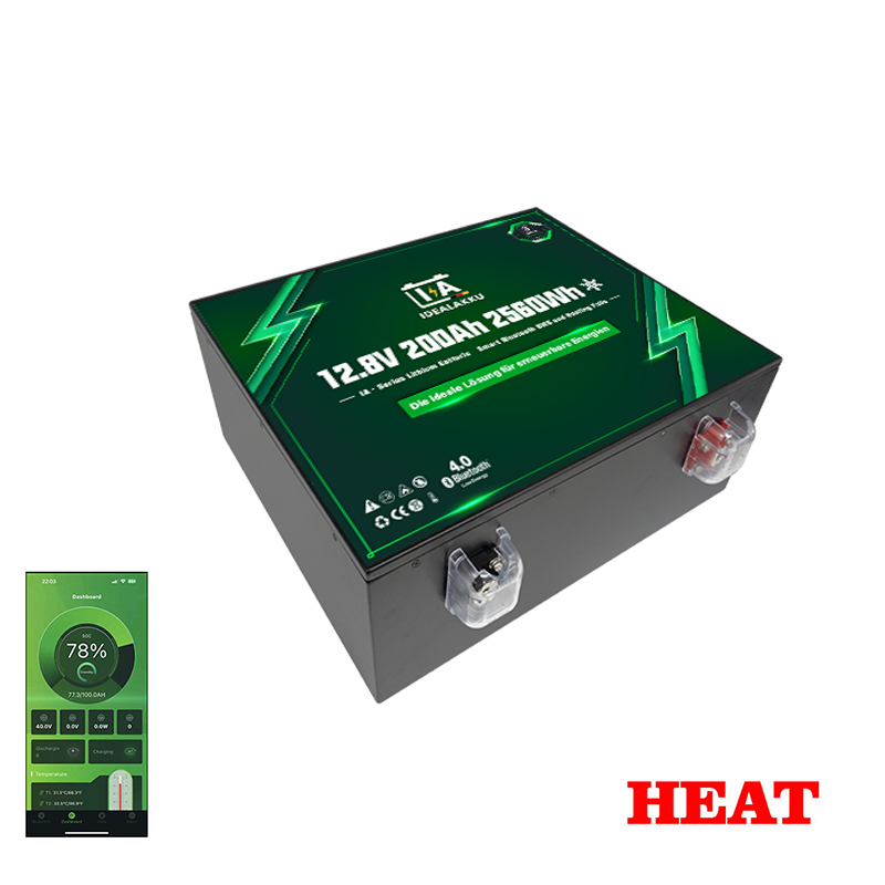 LiFePO4 Batteri 12 Volt 200 Ah , Lifepo4 , BMS , APP -Idealakku- HEAT -