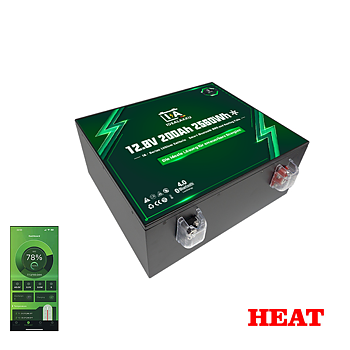 LiFePO4 Batteri 12 Volt 200 Ah , Lifepo4 , BMS , APP -Idealakku- HEAT -