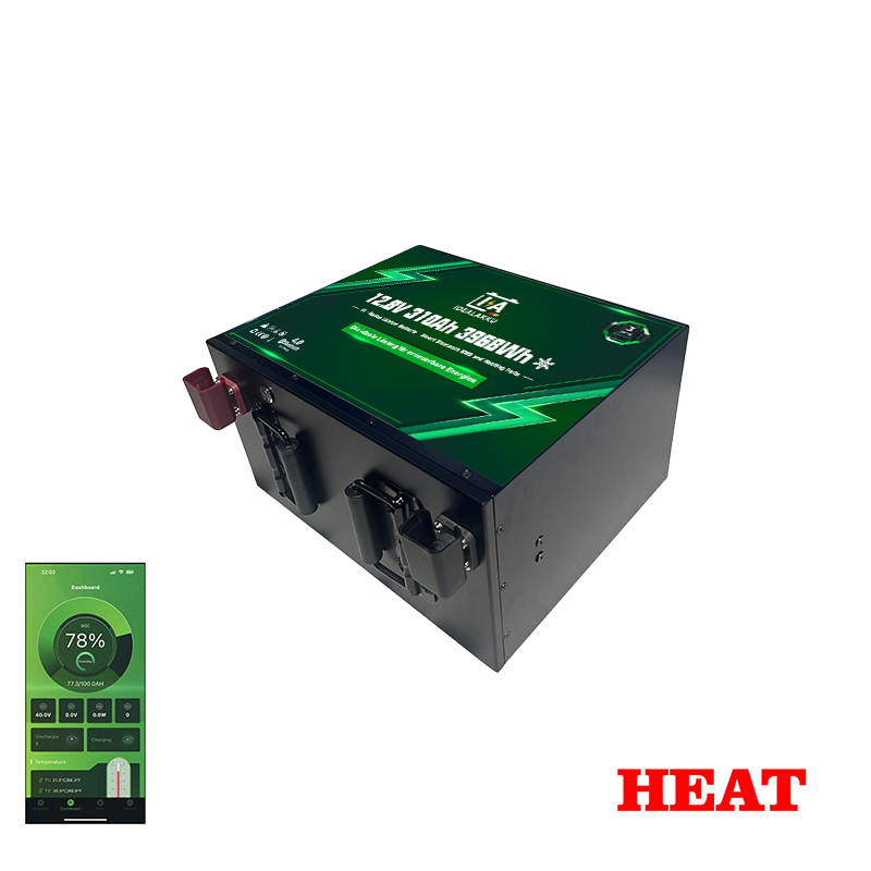 LiFePO4 Batteri 12 Volt 310 Ah , Lifepo4 , BMS , APP -Idealakku- HEAT -