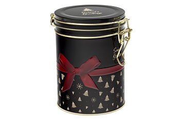 Teburk Rund med knäpplock 200 gram - Christmas Magic SVART