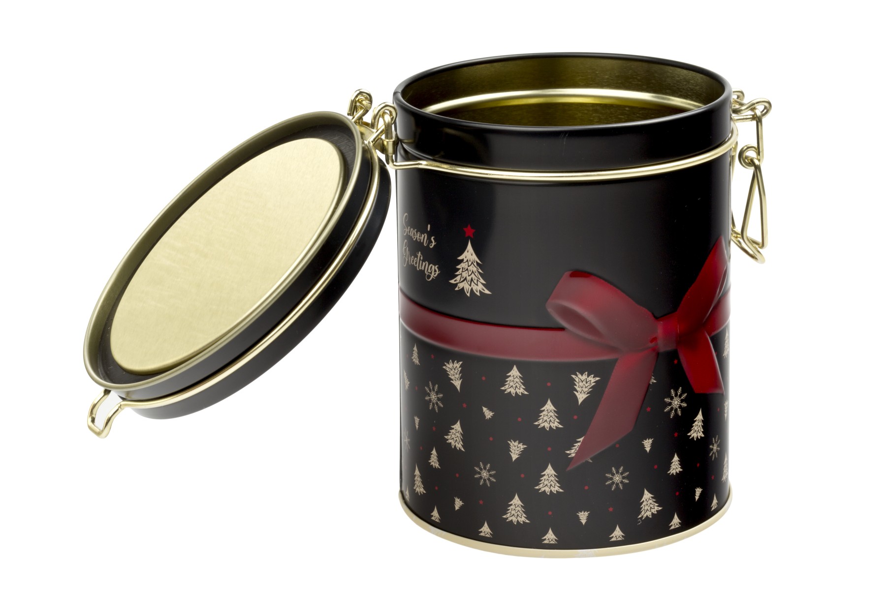 Teburk Rund med knäpplock 200 gram - Christmas Magic SVART - 2