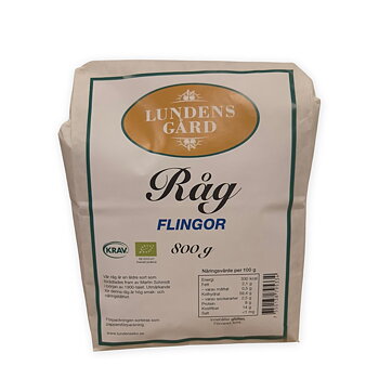 Rågflingor KRAV 0,8 kg, Lundens Eko