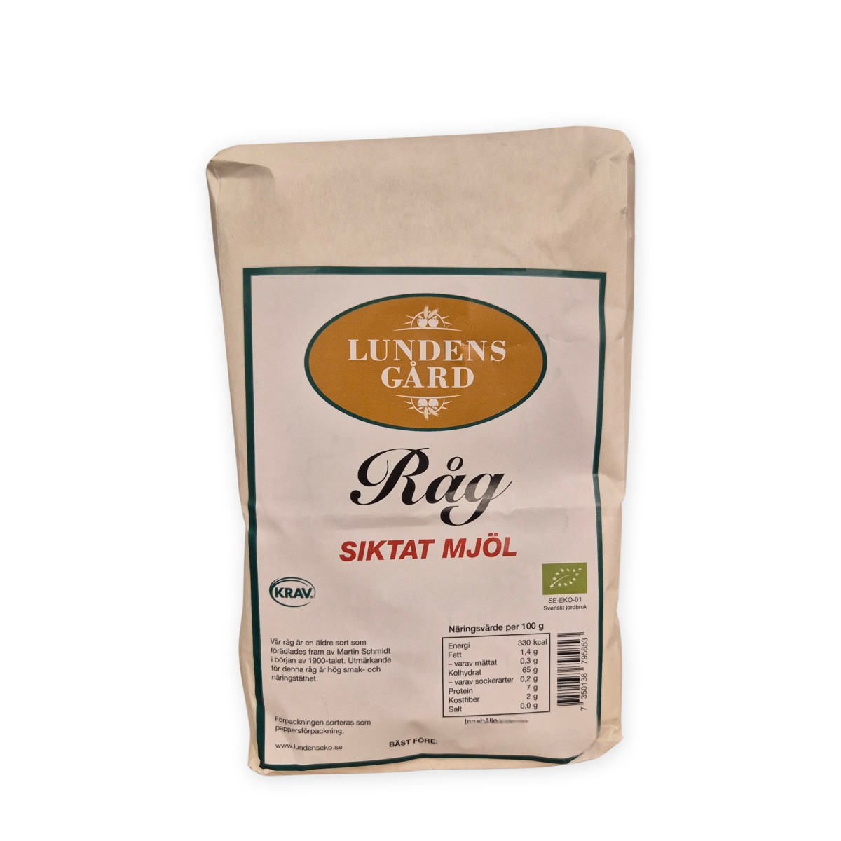 Rågmjöl siktat KRAV 2 kg, Lundens Eko