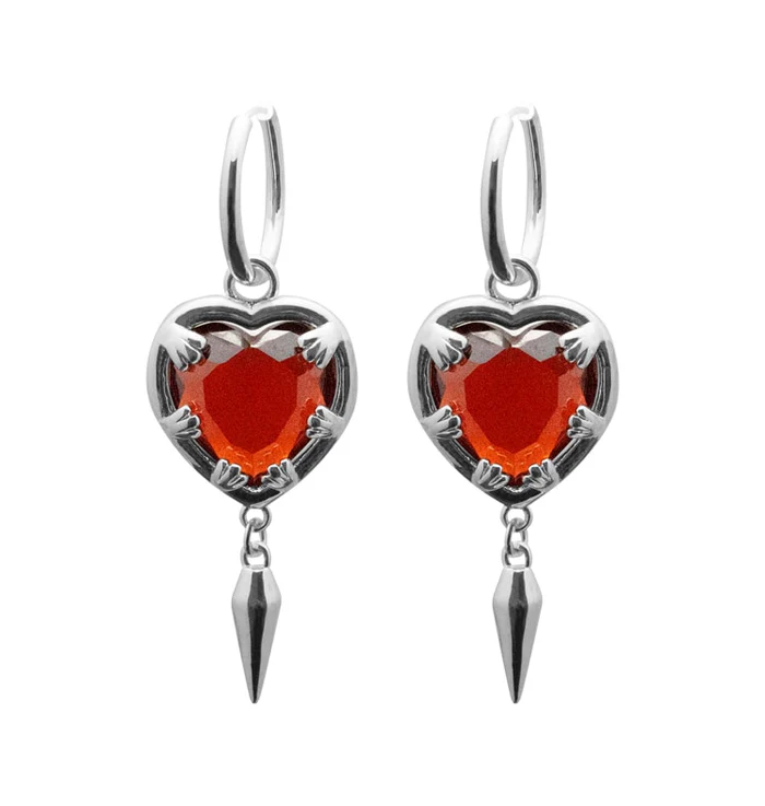 Claw heart big silver