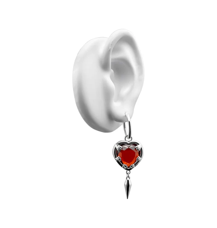 Claw heart big silver - 2