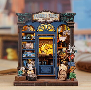 CuteBee : Miniature House Kit Journey Trace Bookshop  - Byggsats Bokhylledekoration med miniatyrvärld