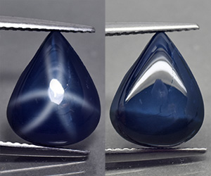 Impresionante zafiro estrella azul natural en forma de pera de 6,45 ct - 3