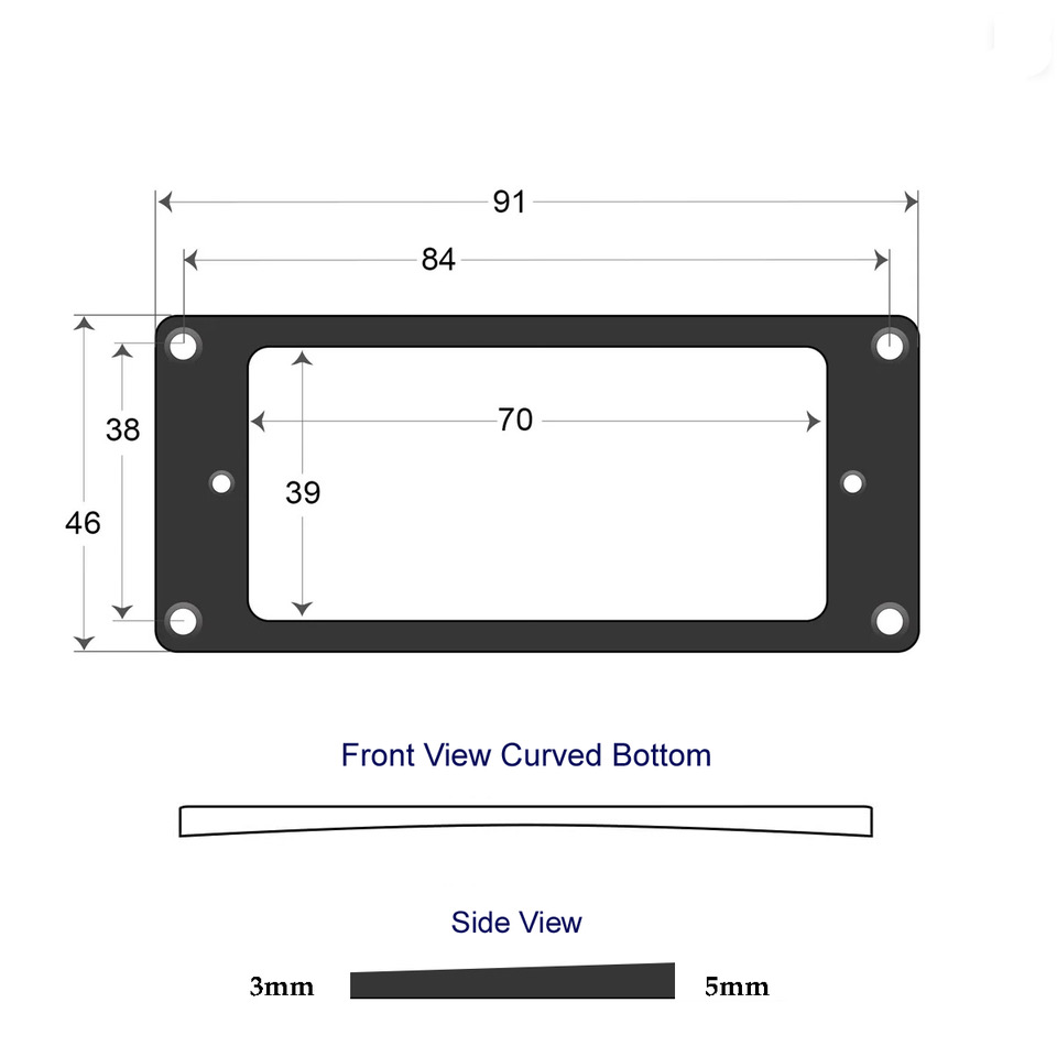 Humbucker Mounting Ring - Curved Bottom 3 x 5 (Black) - 2