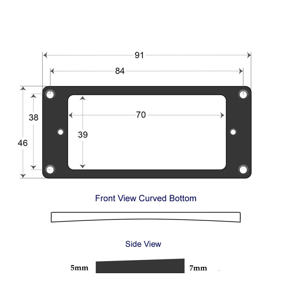 Humbucker Mounting Ring - Curved Bottom 5 x 7 (Black) - 2