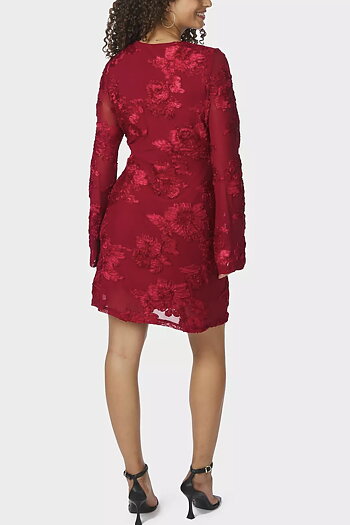 Neo Noir  - Dirina Big Flower Mesh Dress Red