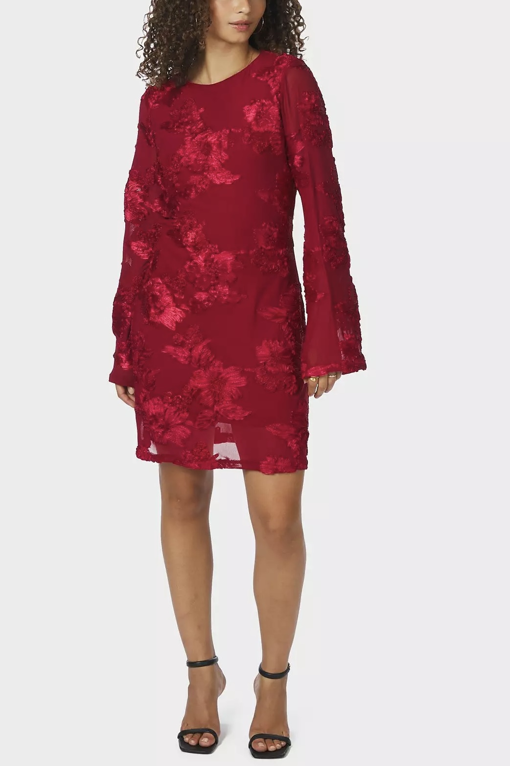 Neo Noir  - Dirina Big Flower Mesh Dress Red