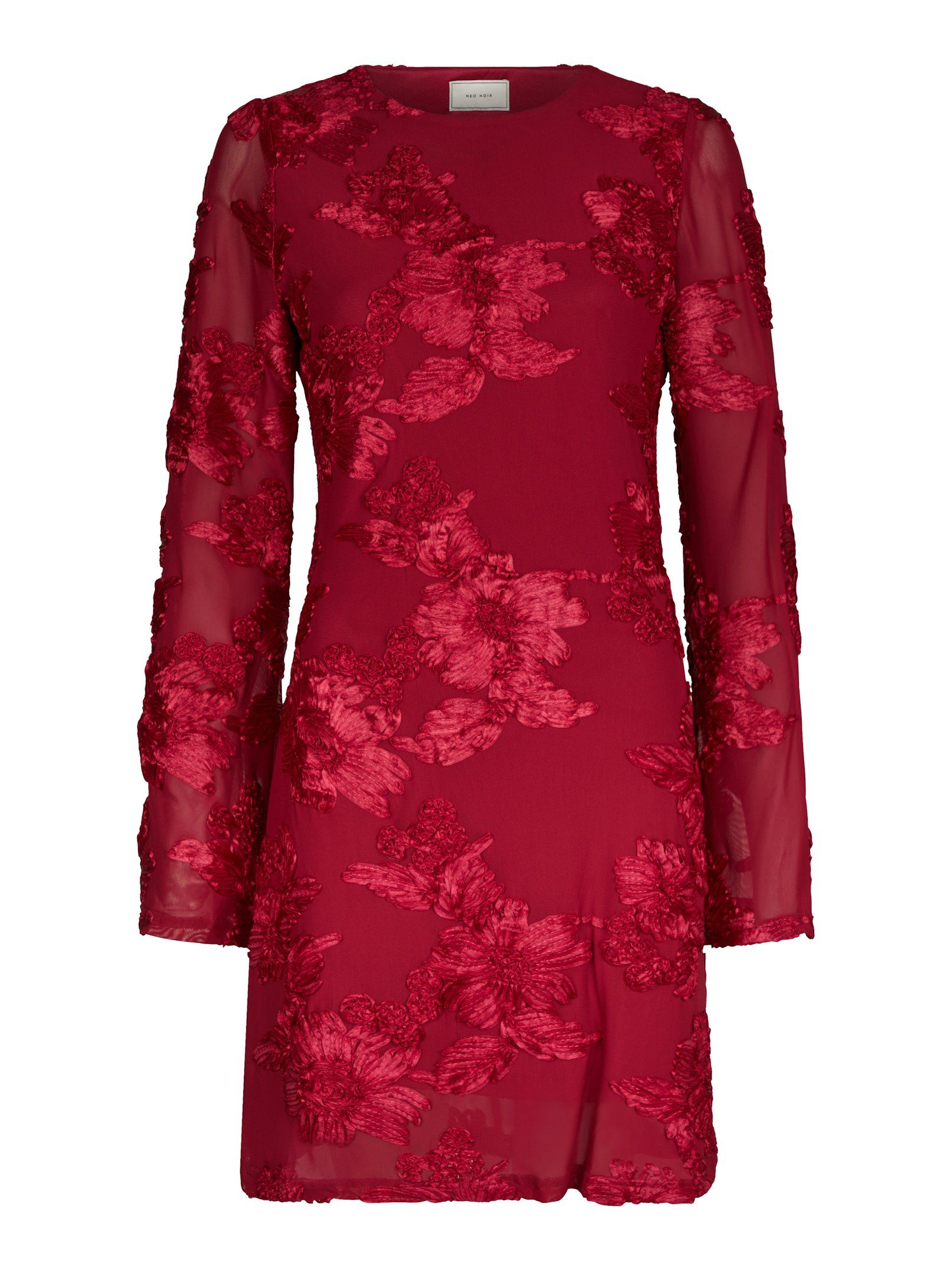 Neo Noir  - Dirina Big Flower Mesh Dress Red - 5