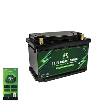 LiFePO4 Batteri 12 Volt 100 Ah , BMS , Bluetooth App , Bodelsbatteri  -Idealakku- Extra litet och lätt  -