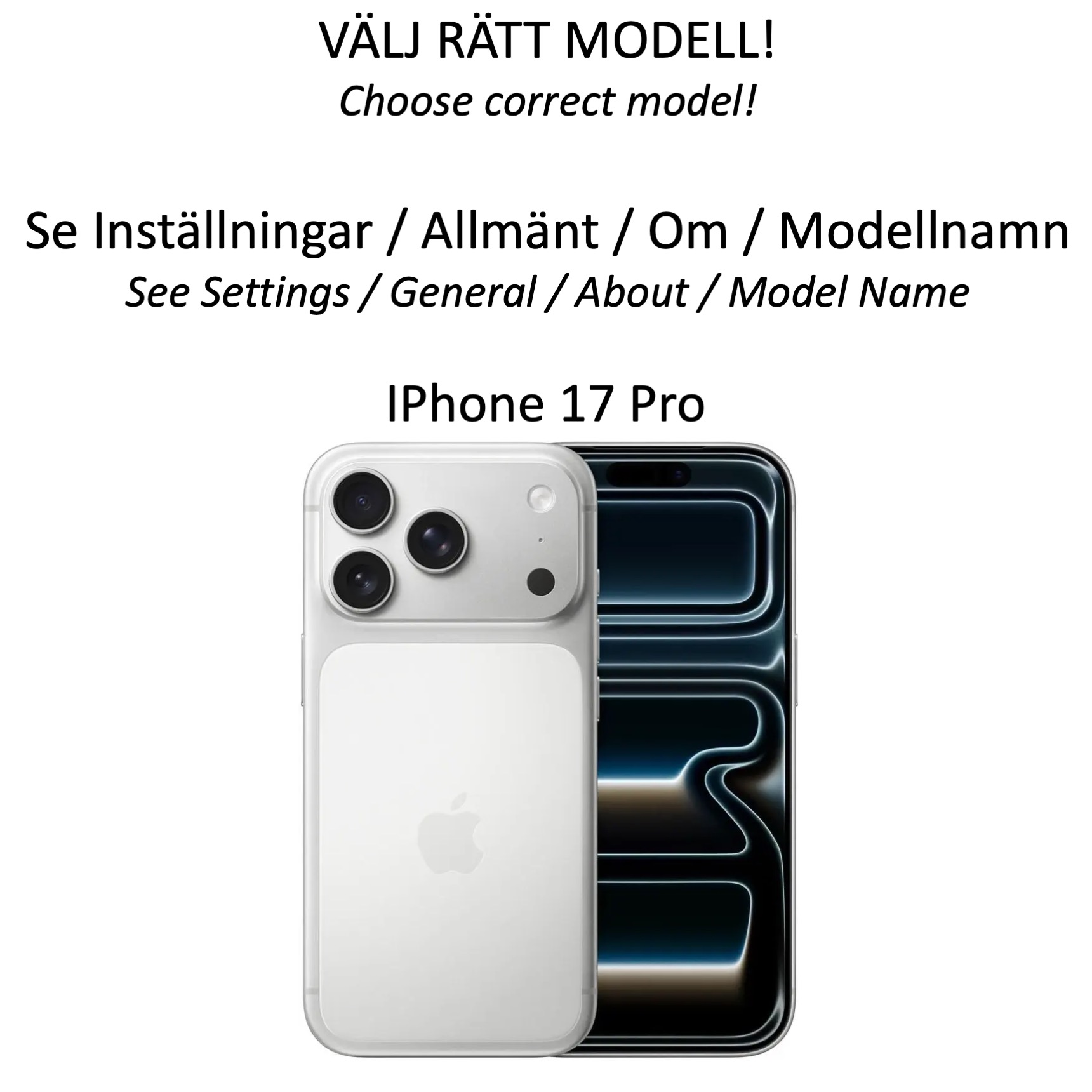 Iphone 17 Pro plånboksfodral plånbok fodral skal svart - - 2